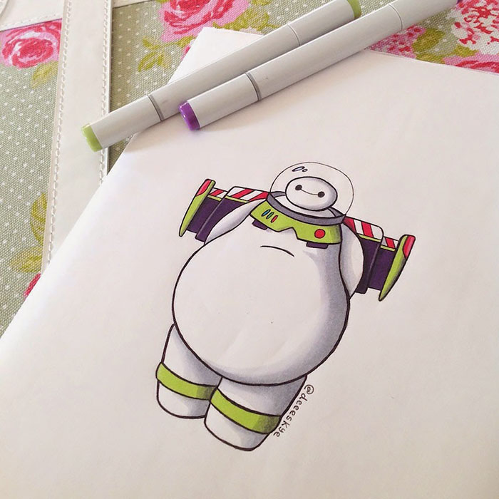 Self Taught Illustrator Turns Baymax Into Famous Disney Characters